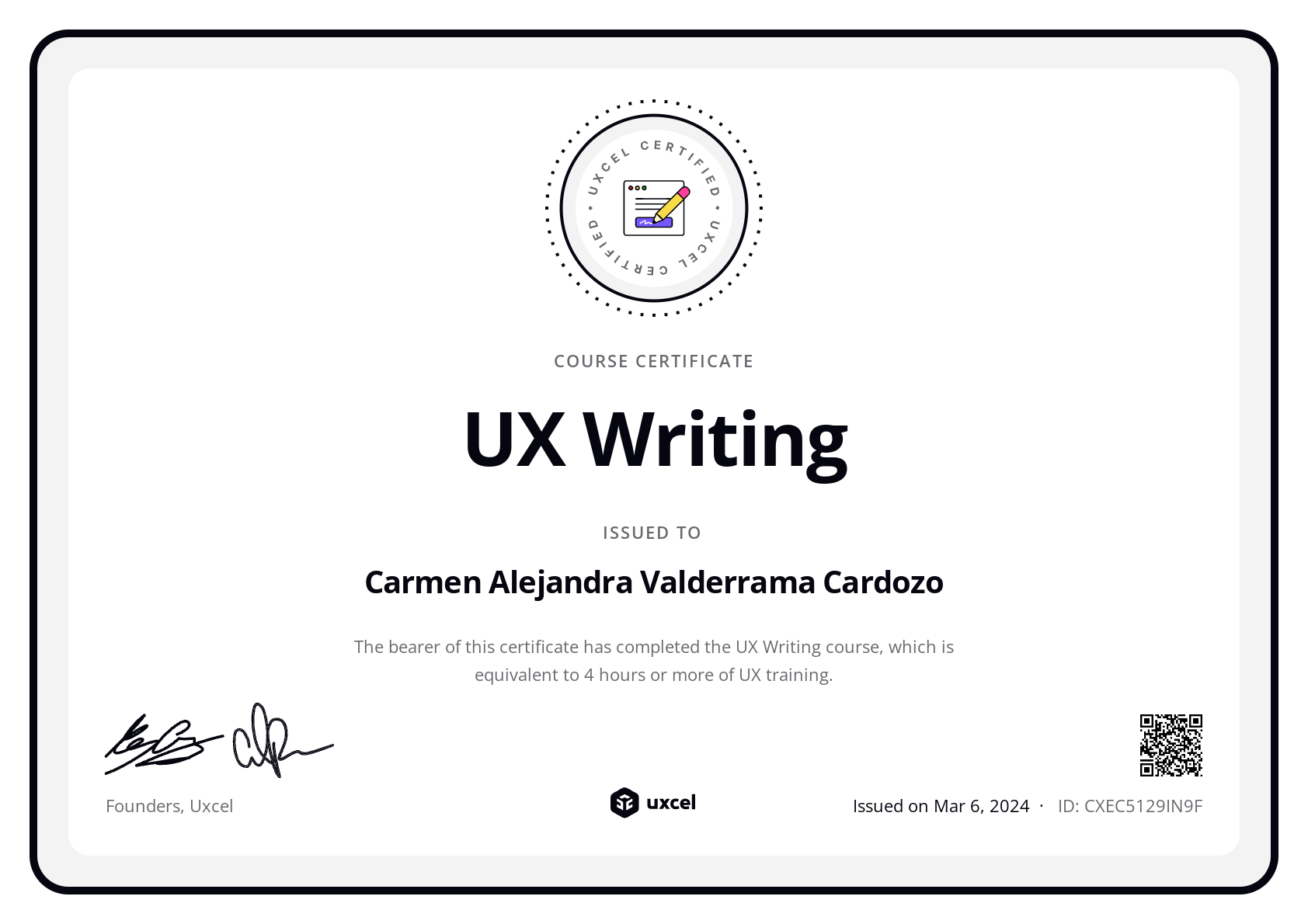 Alegra's certificate